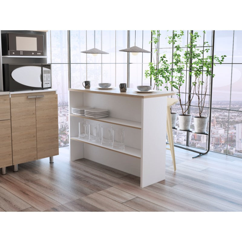 Barra de Cocina Auxiliar Rovere y Blanco detalle - Tu Home Market Chile